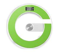 JINGYAN Básculas digitales Large Size Bathroom Scale Tempered Glass Electronic Floor Scales Round Black Green Temperature Power Display LED Night