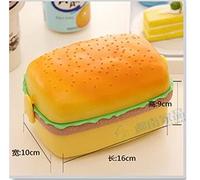 JINGYAN Caja Bento Hamburger Lunch Box Double Tier Cute Burger Bento Box Lunchbox School Food Container Fork Tableware Set(A)