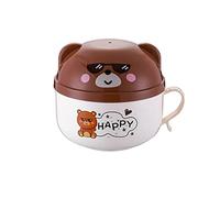 JINGYAN Caja Bento Instant Noodle Bowl With Lid Cup Large Capacity Student Lunch Box Dormitory Fast Food(Bruin)