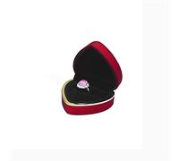 JINGYAN Cajas de almacenaje Heart Shaped Ring Box Led Light Engagement Rings Storage With Golden Border Jewelry Display Case For Necklace Earrings(Red-No light)