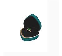 JINGYAN Cajas de almacenaje Heart Shaped Ring Box Led Light Engagement Rings Storage With Golden Border Jewelry Display Case For Necklace Earrings(Green-No light)
