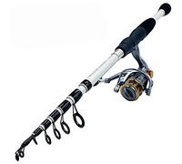 JINGYAN Cañas de Pescar 1.6-2.4m Spinning Fishing Rod Pole with Reel Tackle Kit Telescopic Set Ultralight Carbon Fiber(White,2.1M)