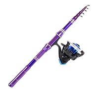 JINGYAN Cañas de Pescar Caña de Pescar y Carrete Combos, Fibra Carbono telescópica caña con Combo, Mar del Agua Salada Dulce la Kit, 1.8M /2.1M/ 2.4M / .7M /3.0M(Purple,2.1m)