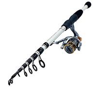 JINGYAN Cañas de Pescar Carbon Fiber Telescopic Ultralight Fishing Rod with Sturdy Frame Spinning Reel(White,2.4M)