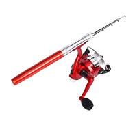 JINGYAN Cañas de Pescar Fishing Rod Telescopic Pocket Fish Pen Aluminum Alloy and Reel Wheel Tackles Small Sea Pole Accessories(Red)