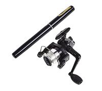 JINGYAN Cañas de Pescar Fishing Rod Telescopic Pocket Fish Pen Aluminum Alloy and Reel Wheel Tackles Small Sea Pole Accessories(Schwarz)