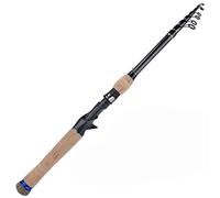 JINGYAN Cañas de Pescar Telescopic Lure Rod 1.8M 2.1M .4M .7M Carbon Fiber Cork Wood Handle Spinning Fishing Pole Tackle(Blue,2.4 m)