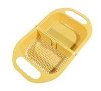 JINGYAN Cesta de Drenaje Foldable Plastic Fruit Vegetable Washing Basket Sink Drain Bowl Dish Plate Tableware Storage Holder Kitchen Organizer Supplies(Yellow)