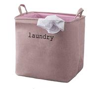 JINGYAN Cesta para la Ropa Laundry Basket Classic Foldable Toy Storage Bucket Picnic Dirty Clothes Bag Box Canvas Organizer Hamper Square Bin(Pink,S)