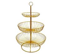 JINGYAN Cestas de frutas Multifuncional Retro Simple redondo Metal hogar fruta postre plato bandeja soporte almacenamiento organizador cesta escurridor(Golden)