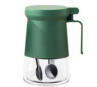 JINGYAN Cocteleras de especias Seasoning Containers With Spoon Clear Seasoning Box With Cover And Spoon Kitchen Spice Pot Salt Pepper Sugar Storage Container(Light green)