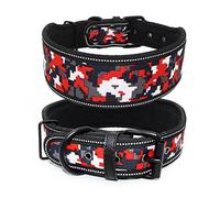 JINGYAN Collares básicos para Perros Cuello de Perro Grande Perrito Reflectante con Hebilla Ajustable for Mascotas for pequeños Perros Grandes Pitbull Correa Cadena(Red Camouflage,L)