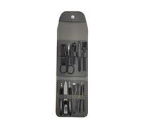JINGYAN Cortaúñas Set de manicura Sistema uñas Herramientas Hogar 12pcs Negro Acero inoxidable Spoon Cuchara Kit tijeras for herramientas(Grijs)