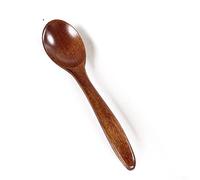 JINGYAN Cucharas de cocina 1Pc Wooden Long Handle Spoon Round Natural Solid Wood Soup Scoops Dessert Porridge Tea Coffee Spoons Tableware Kitchen Supplies(14X4X1cm)
