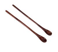 JINGYAN Cucharillas de café 2PCS Long Handle Coffee Spoon Stirring Wooden Retro Honey Nanmu Small