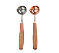 JINGYAN Cucharillas de café 2pcs Stainless Steel Spoons Measuring With Wooden Handle Kitchen Gadgets Seasoning Spoon Coffee Milk Powder Scale