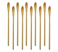 JINGYAN Cucharillas de café Bar Spoon, Cocktail, Swizzle Sticks For Drinks, 7.96 Inch 10 Pieces Natural Wood Long Handle Drink Spoons Stirrer