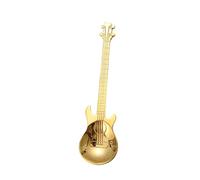 JINGYAN Cucharillas de café Stirring Spoon Guitar Shape Stainless Steel Coffee Spoons Teaspoon Set Cake Ice Cream Scoop Kit Tableware(Gold)
