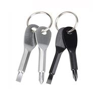 JINGYAN Destornilladores Screwdriver Tool Set Outdoor Tools Stainless Steel Keychain with Flat and Phillips Screwdrivers(Schwarz)