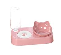 JINGYAN Fuentes para Gatos Double Dog Cat Bowls Automatic Water Dispenser Feeder Puppy Kitten Drinker(Pink)