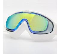 JINGYAN Gafas de natación Adult Protection Lens Swimming Goggles Waterproof Adjustable Silicone Swim Glasses Men In Pool(White)