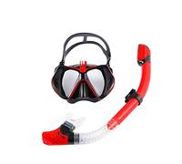 JINGYAN Gafas de natación Diving Mask Set Anti Fog Goggles with Snorkel Glasses Tube Adjustable Strap for Women Men Adult Swimming(Red)