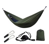 JINGYAN Hamacas Al Aire Libre, Campamento portátil paracaídas durmiendo Doble Hamaca Swing Columpio Colgante(Dark Green)