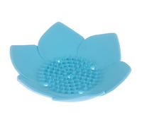 JINGYAN Jaboneras Lotus Silicone Soap Tray Draining Lotus Soap Box Soap Rack Shelf(Blue)