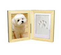 JINGYAN Marcos de fotos Dog Memorial Clay Print Kit Keepsake For Pet Lovers Handprint Or Footprint(Beige)