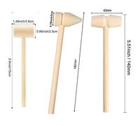 JINGYAN Martillos Mini Wooden Hammers Mallet Pounding Natural Hardwood DIY Craft Make Chocolate Crab Lobster Seafood hand tools(No. 3 142x20mm 2pcs)