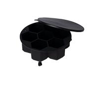 JINGYAN Moldes y bandejas para hielo Large Ice Tray Silicone Mold Cold Drink Iced With Lid Stackable Maker(Schwarz)