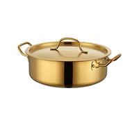 JINGYAN Ollas rectas Golden pot Hot Soup Rinse for induction cooker Flat bottomed double ear single Stainless steel hot basin