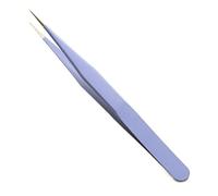 JINGYAN Pinzas Stainless Steel Straight + Curved Colored Tweezers for Nail Art Sticker Rhinestones Picking Tool Makeup Eyelash DIY Tweezer(Purple)