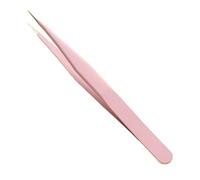JINGYAN Pinzas Stainless Steel Straight + Curved Colored Tweezers for Nail Art Sticker Rhinestones Picking Tool Makeup Eyelash DIY Tweezer(Pink)