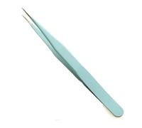 JINGYAN Pinzas Stainless Steel Straight + Curved Colored Tweezers for Nail Art Sticker Rhinestones Picking Tool Makeup Eyelash DIY Tweezer(Blue)