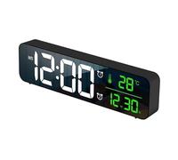 JINGYAN Reloj Despertador Digital Alarm Clock Snooze Temperature Date DisplayDesktop Strip Mirror Clocks for Living Room Decoration(Schwarz)