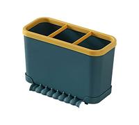 JINGYAN Soportes para platos Double Layer Detachable Chopsticks Cage Multifunctional Spoon Fork Storage Holder Cutlery Drain Rack Organizer Kitchen Utensils(Dark green)