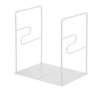 JINGYAN Sujetalibros 1 Pair White/Black Iron Bookends Book Stand Support Desktop Office Magazine Organizer Non Slip Rack Shelf Holder Decorative(White)