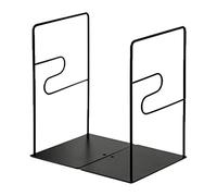 JINGYAN Sujetalibros 1 Pair White/Black Iron Bookends Book Stand Support Desktop Office Magazine Organizer Non Slip Rack Shelf Holder Decorative(Schwarz)