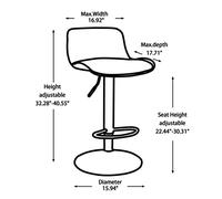 JINGYAN Taburetes de Bar Bar Stool for Kitchen Counter Adjustable Height High Island with Cushion