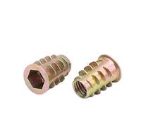 JINGYAN Tuercas de seguridad Metal Hexagon Hex Socket Head Embedded Insert Nut E-Nut for Wood Furniture Inside and Outside Thread Zinc-alloy(M5)