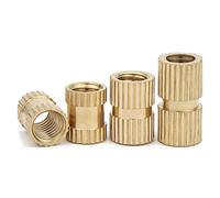 JINGYAN Tuercas de seguridad UK Standard Solid Brass Copper Injection Molding Knurl Thread Insert Nut Embedded Nutsert Double Single Pass(04)