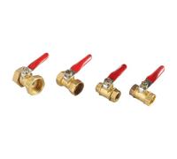 JINGYAN Válvulas de bola Brass Ball Valve Female To Thread With Red Lever Handle Copper Switch Joint Pipe Fittings Adapter(1/4")