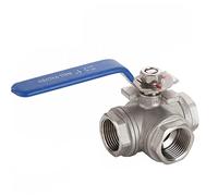 JINGYAN Válvulas de bola Stainless Steel Thread Three Way Ball Valve T-type L-type(1",T Type)