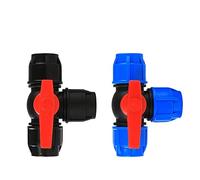 JINGYAN Válvulas de bola Three Way Plastic Ball Valve T-type Fast Connection Pipe Quick Union(25mm,Blue type)