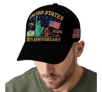Jingyash Gorra de béisbol | 250Th America Country Theme Gorra de béisbol para Mujeres y Hombres 1776-2026 Recuerdo Ajustable para Viajes, Playa, Correr, Senderismo, Desfile, Negro, L