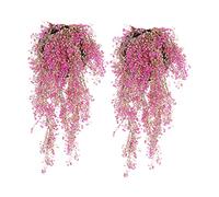 Jingying 2 Piezas Plantas Colgantes Artificiales Artificiales Colgantes de Vid Plantas Artificiales Colgantes de Plastico Mimbre Colgante Decorativo para Sala de Estar Balcón y Dormitorio (Rosa Roja)