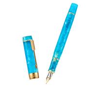 Jinhao 100 mini pluma estilográfica clásica de celuloide, punta extrafina con convertidor y estuche de metal