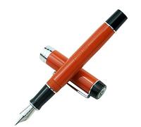 Jinhao 100 Series - Pluma estilográfica, punta media, color rojo, barril de resina, borde plateado, con estuche de metal