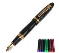 Jinhao 159 Pluma con la bolsa original de la pluma y el 5 de color del cartucho de tinta Gullor - Negro